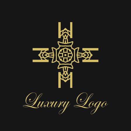 Vector ornament logo design template. Luxury vintage modern art deco element. Can be used as emblem for designのイラスト素材