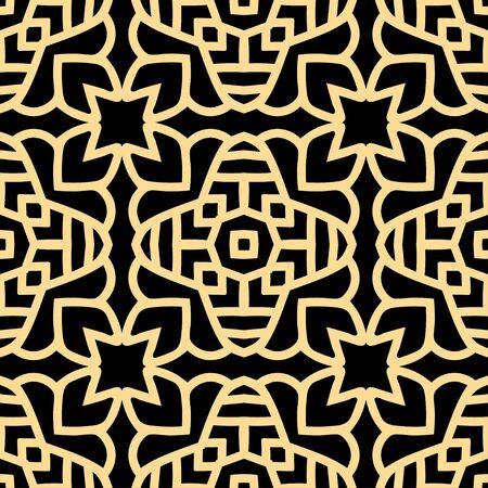 Vintage modern art deco abstract geometric seamless golden pattern. Print for textile, wallpaper, wrapping. Vector illustrationのイラスト素材