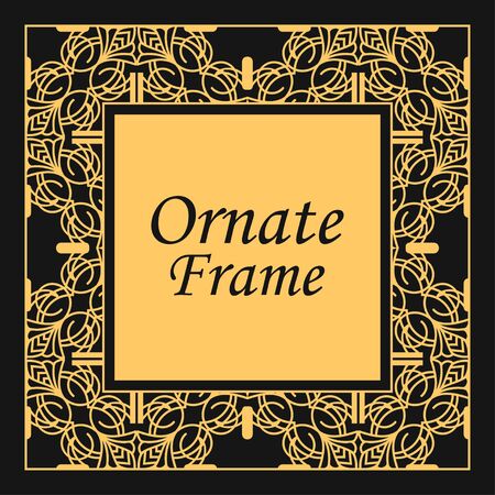 Classic vector square frame with ornate elements. Abstract modern art deco ornament with place for text. Vintage pattern. Vector illustrationのイラスト素材