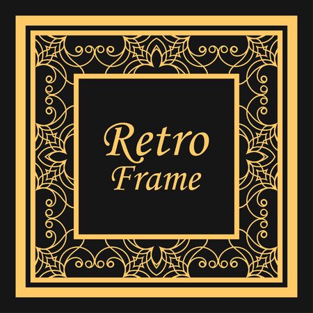 Classic vector square frame with ornate elements. Abstract modern art deco ornament with place for text. Vintage pattern. Vector illustrationのイラスト素材