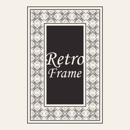 Vintage ornate border frame with ornamental elements, calligraphy swirls and ornament. Can be used for retro invitations and royal certificates.のイラスト素材