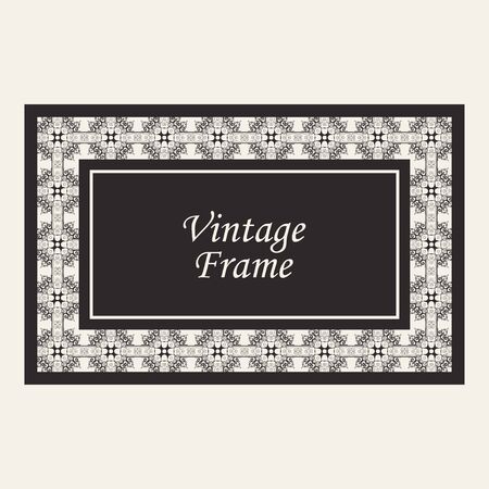 Vintage ornate border frame with ornamental elements, calligraphy swirls and ornament. Can be used for retro invitations and royal certificates.のイラスト素材