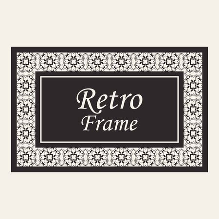 Vintage ornate border frame with ornamental elements, calligraphy swirls and ornament. Can be used for retro invitations and royal certificates.のイラスト素材