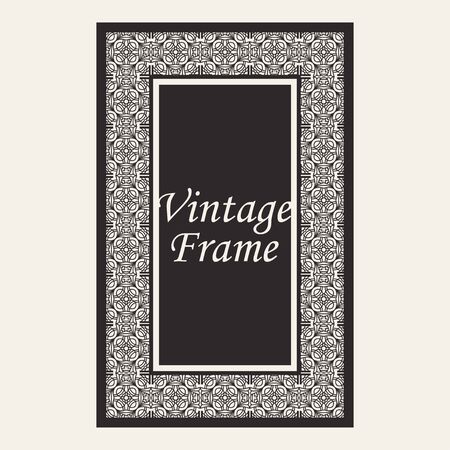Vintage ornate border frame with ornamental elements, calligraphy swirls and ornament. Can be used for retro invitations and royal certificates.のイラスト素材