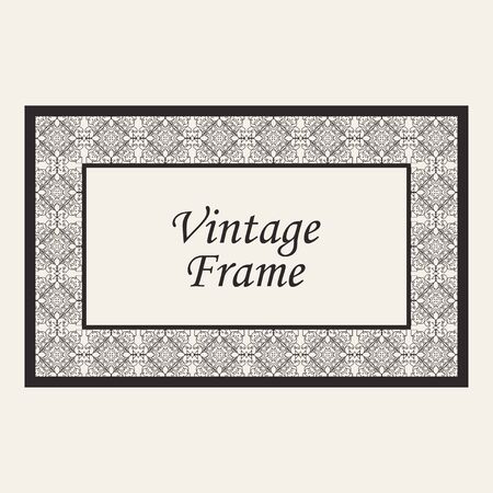 Vintage ornate border frame with ornamental elements, calligraphy swirls and ornament. Can be used for retro invitations and royal certificates.のイラスト素材