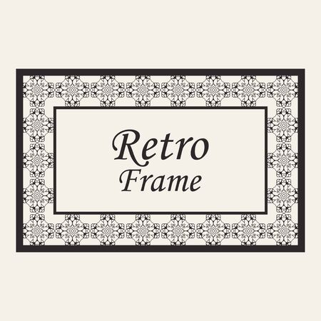 Vintage ornate border frame with ornamental elements, calligraphy swirls and ornament. Can be used for retro invitations and royal certificates.のイラスト素材