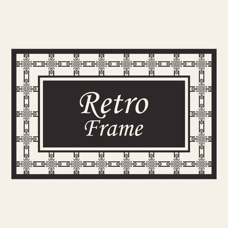 Vintage ornate border frame with ornamental elements, calligraphy swirls and ornament. Can be used for retro invitations and royal certificates.のイラスト素材