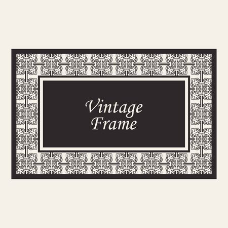 Vintage ornate border frame with ornamental elements, calligraphy swirls and ornament. Can be used for retro invitations and royal certificates.のイラスト素材