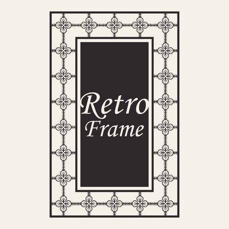 Vintage ornate border frame with ornamental elements, calligraphy swirls and ornament. Can be used for retro invitations and royal certificates.のイラスト素材