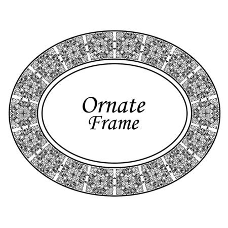 Decorative oval modern retro frame .Vector illustration. Black border on white backgroundのイラスト素材