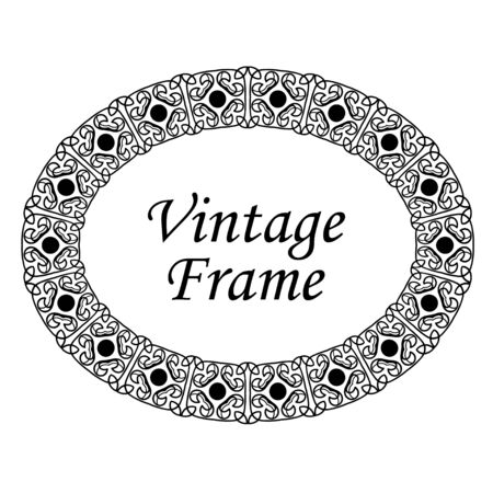 Decorative oval modern retro frame .Vector illustration. Black border on white backgroundのイラスト素材