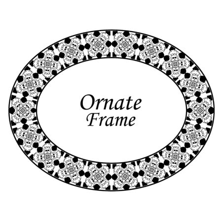 Decorative oval modern retro frame.Vector illustration. Black border on white backgroundのイラスト素材