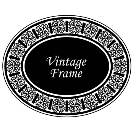 Decorative oval modern retro frame .Vector illustration. Black border on white backgroundのイラスト素材