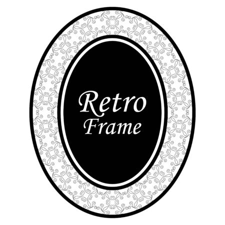 Decorative oval modern retro frame .Vector illustration. Black border on white backgroundのイラスト素材