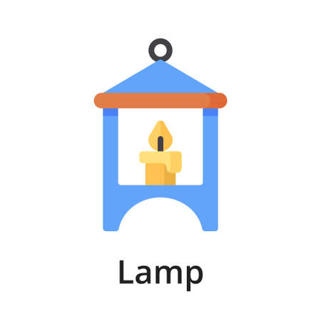 Lamp flat vector illustration. Single object. Icon for design on white backgroundのイラスト素材