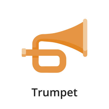 Trumpet flat vector illustration. Single object. Icon for design on white backgroundのイラスト素材