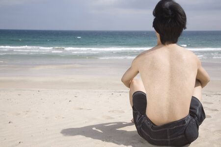 Back figure of Japanese manの写真素材