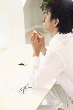 Back figure of Japanese office workerの写真素材