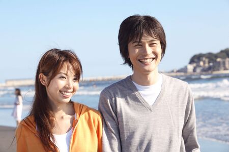 Japanese couple in Enoshimaの写真素材