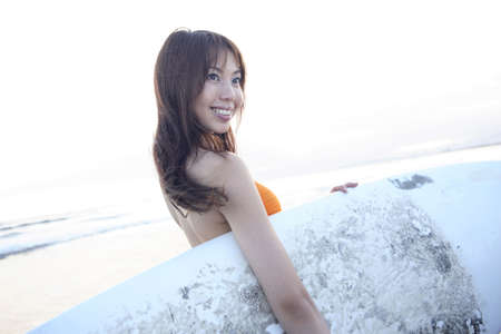 Japanese surfer in Enoshima beachの写真素材