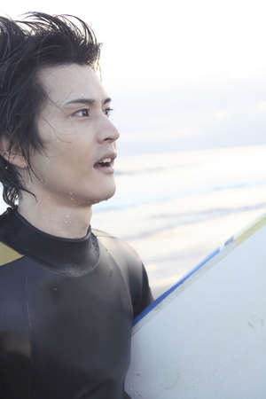Japanese surfer in Enoshima beachの写真素材