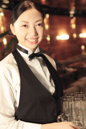 Portrait of Japanese waitress
