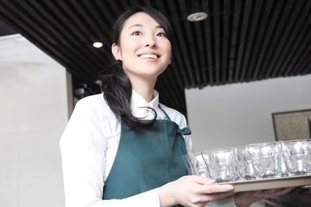 Japanese waitressの写真素材