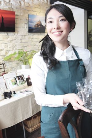 Japanese waitressの写真素材