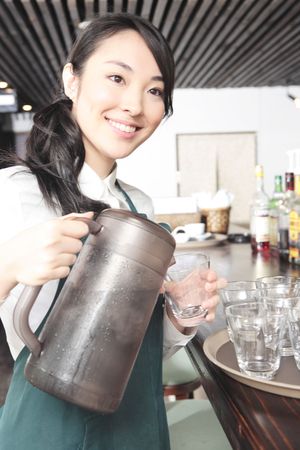 Japanese waitressの写真素材