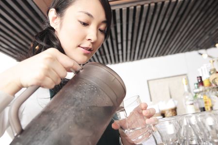 Japanese waitressの写真素材