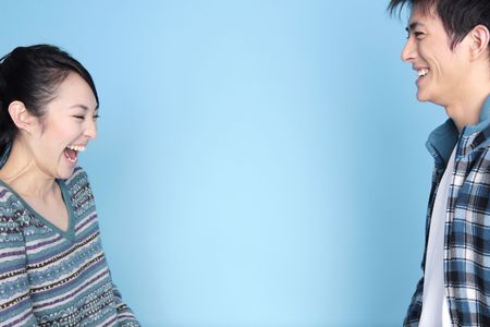 Portrait of Japanese young coupleの写真素材