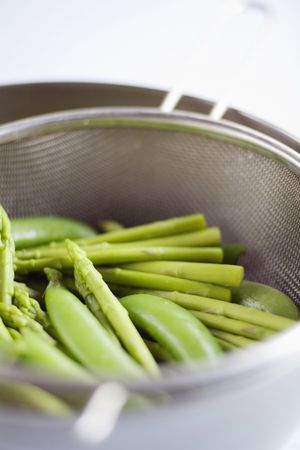 Asparagus and peaの写真素材