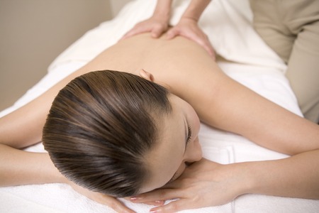 Woman receiving a beauty treatmentの写真素材