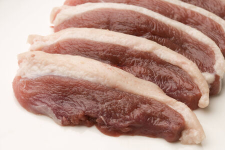 Close-up shot of slices of fresh duck meetの写真素材