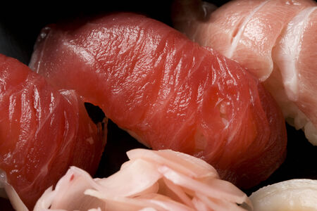 SUSHI-Close-up shot of tasty Japanese  tuna sushiの写真素材