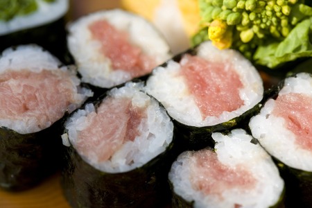 SUSHI-Close-up shot of tasty Japanese  sushi, tuna rollの写真素材