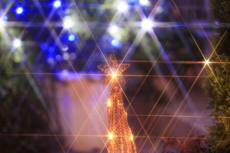 A lot of illuminations which beam and night view.の写真素材