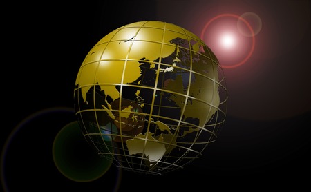 The colored globe and black background.の写真素材