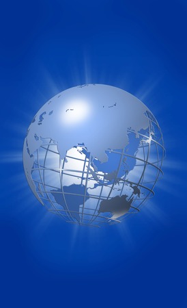 The colored globe and blue background.