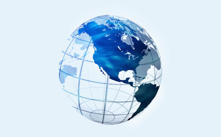 A globe map and white background.の写真素材