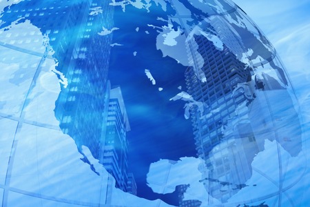 Close up shot of the blue globe.の写真素材