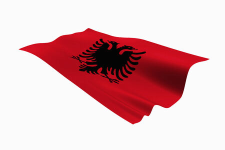Albanian national flag and white background.