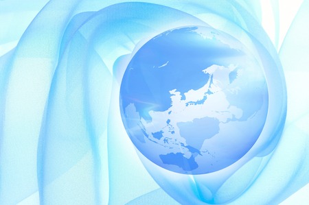 A globe and fantastic blue background.の写真素材