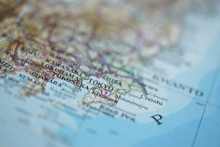 Close up shot of the Japanese map.の写真素材