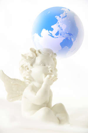 Angels and globeの写真素材