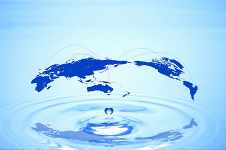 World map and water dropsの写真素材