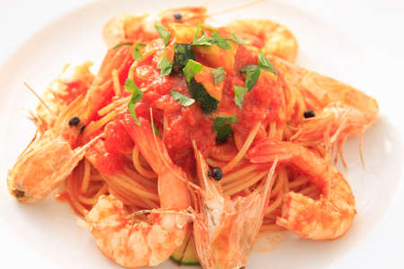 Shrimp pastaの写真素材