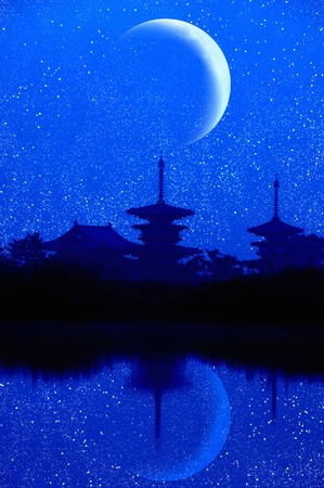 Moon and Yakushijiの写真素材