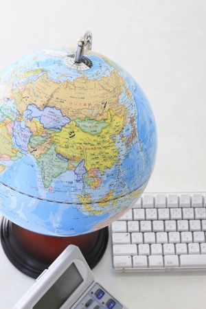 Globe and keyboardの写真素材