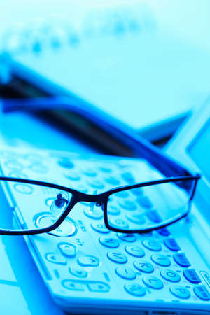 Glasses and electronic dictionaryの写真素材